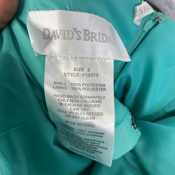 Davids Bridal Prom Formal Dress Women's Size 2 Spa Green Strapless Gown Long - Picture 10 of 16